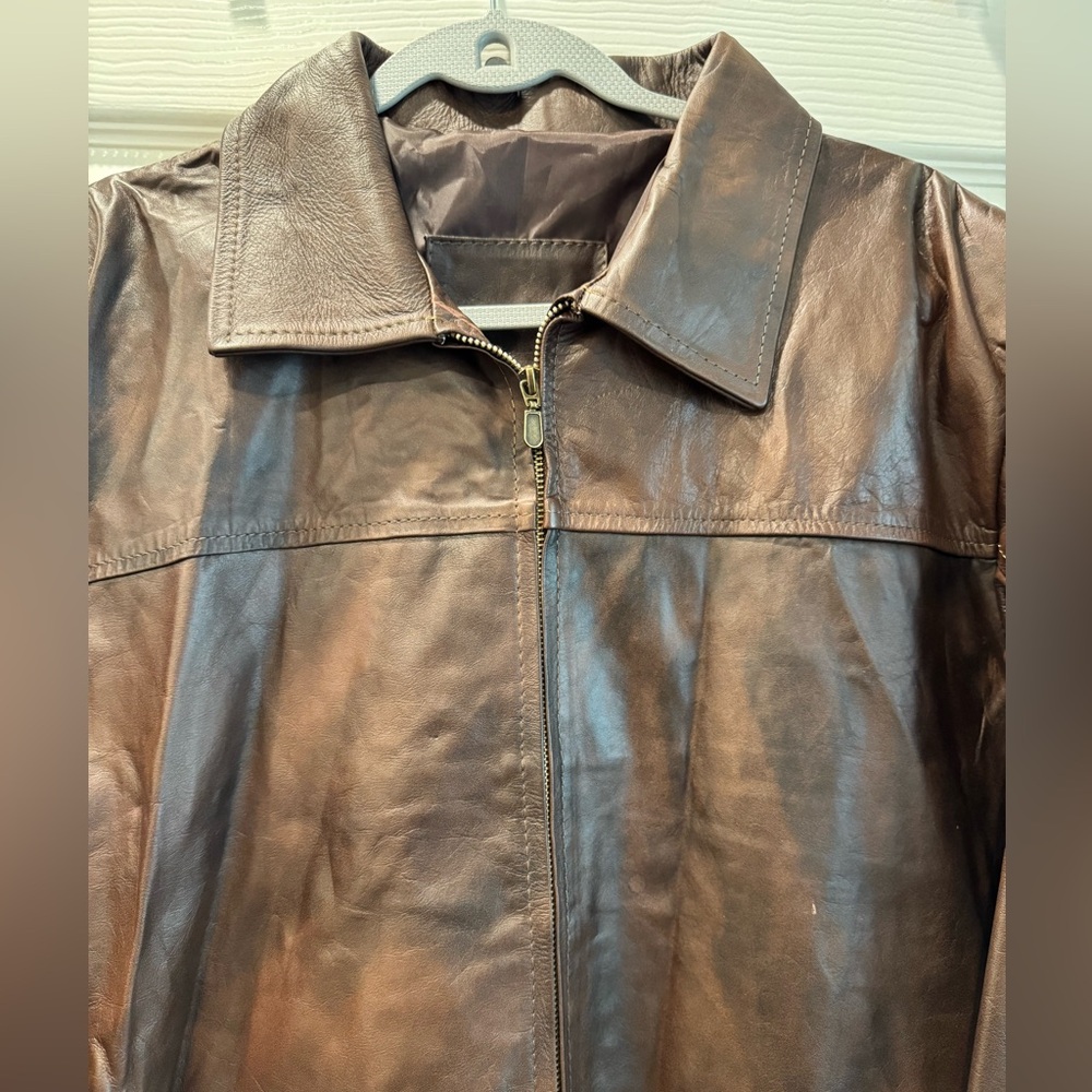 Men's Brown 100% Leather Jacket - XL - Picture 5 of 6